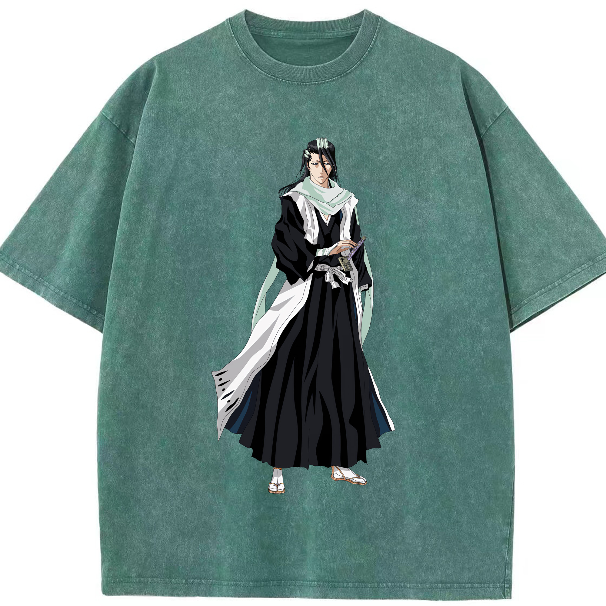（画像用） ブリーチ くちき びゃくや BLEACH Kuchiki Byakuya 綿100% ヴィンテージ風 半袖Tシャツ（フロントプリント）